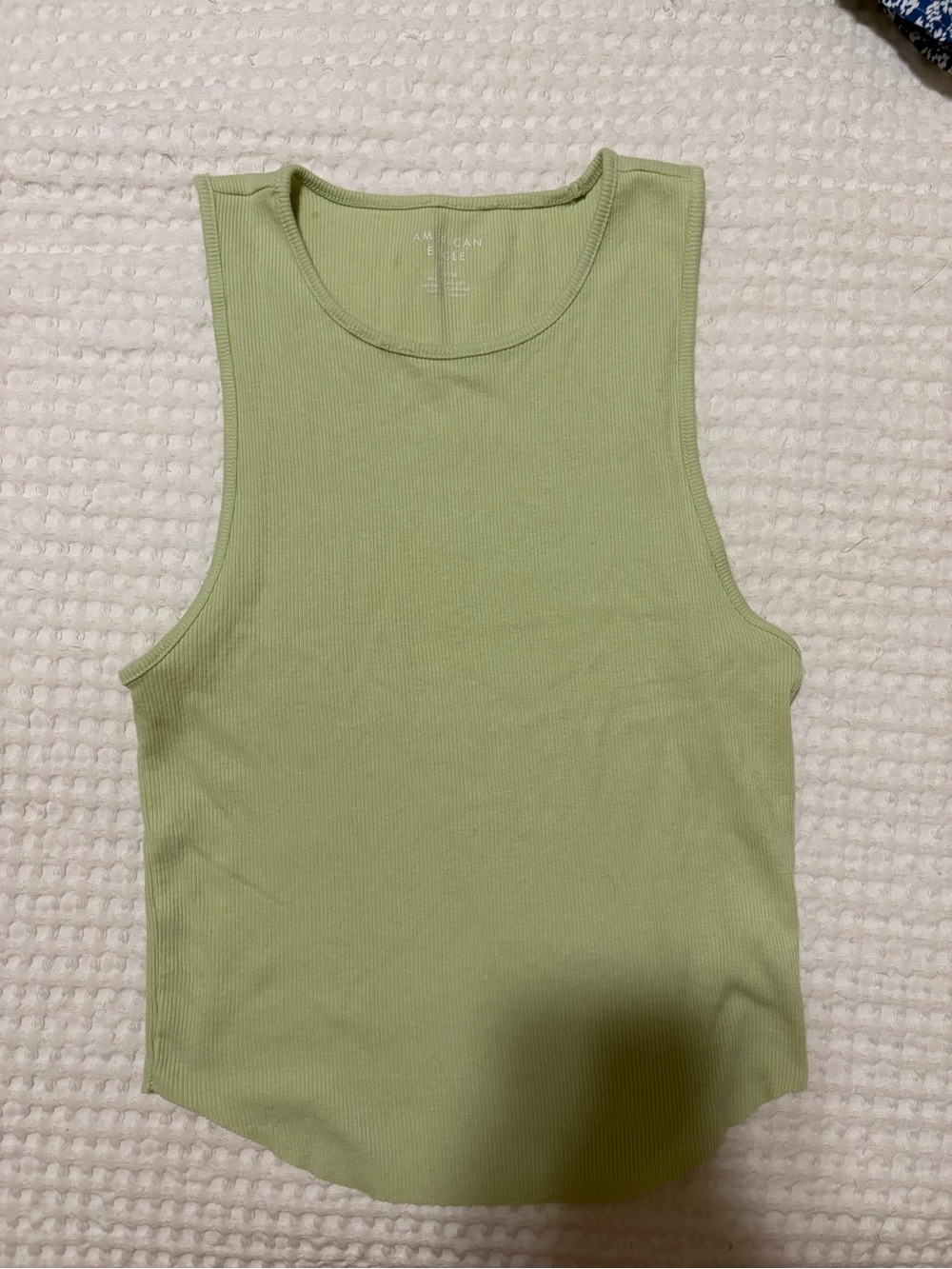 American Eagle Outfitters Green Ribbed Tank Top